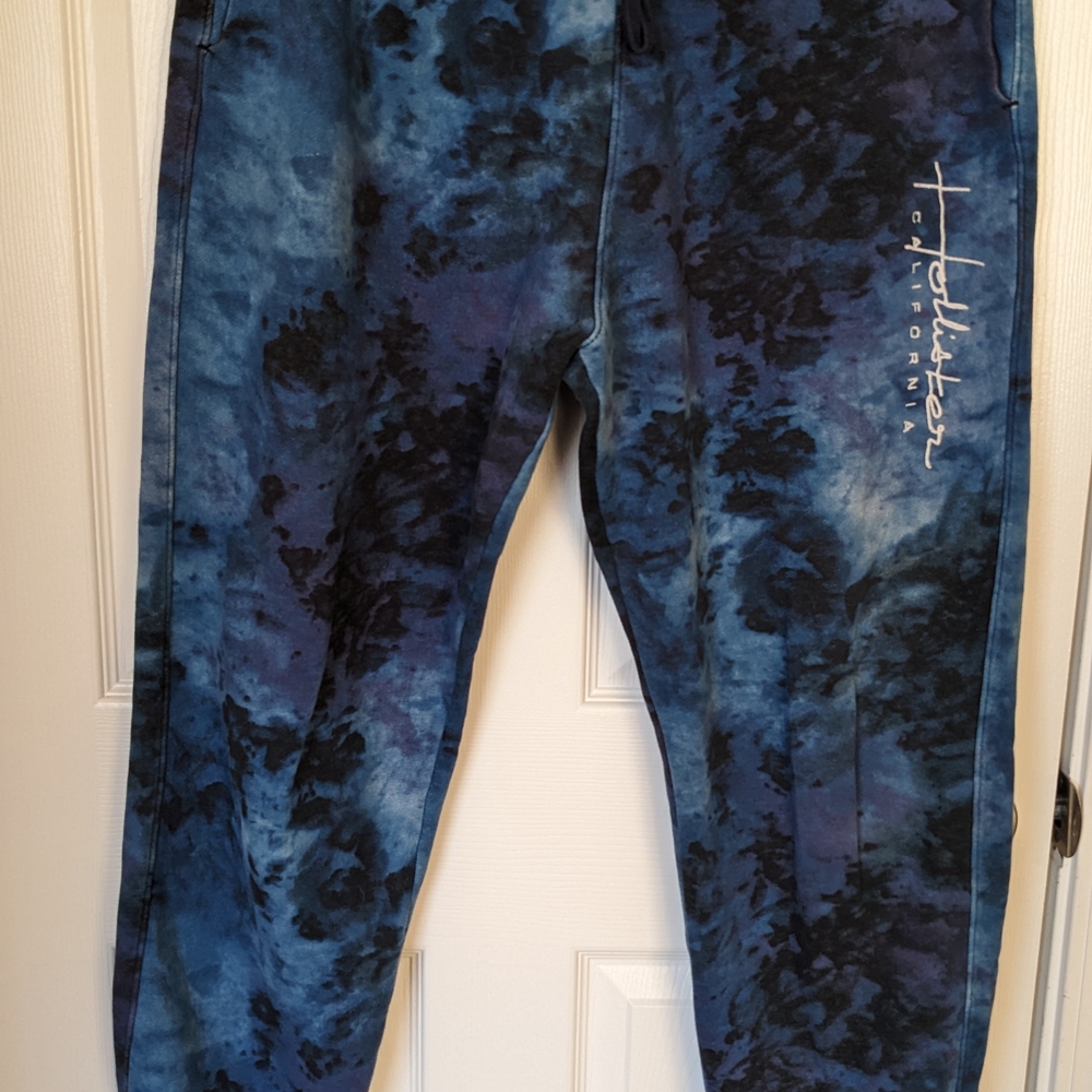 Hollister Blue and Black Tie-Dye Joggers